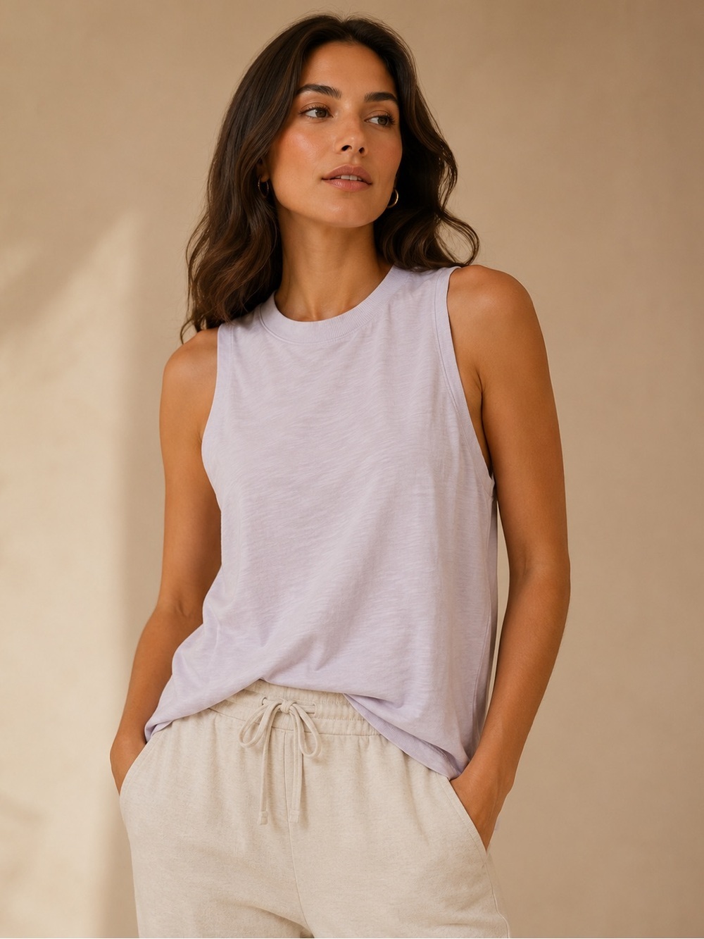 Pilcro Mock Neck Sleeveless Top Size XL Lavender Casual Minimalist Tank